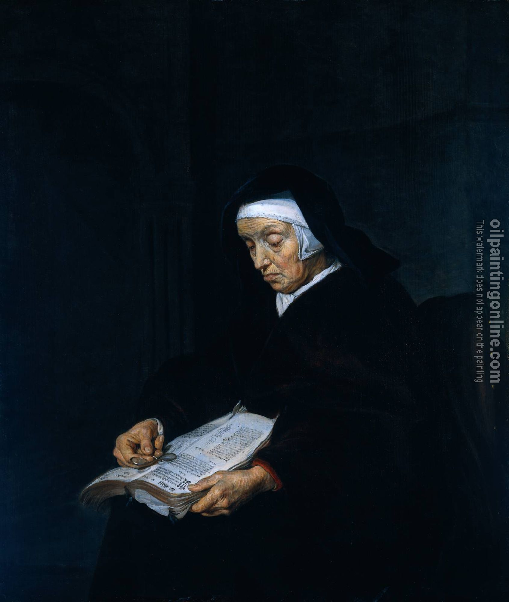 Metsu, Gabriel - Old Woman Meditating